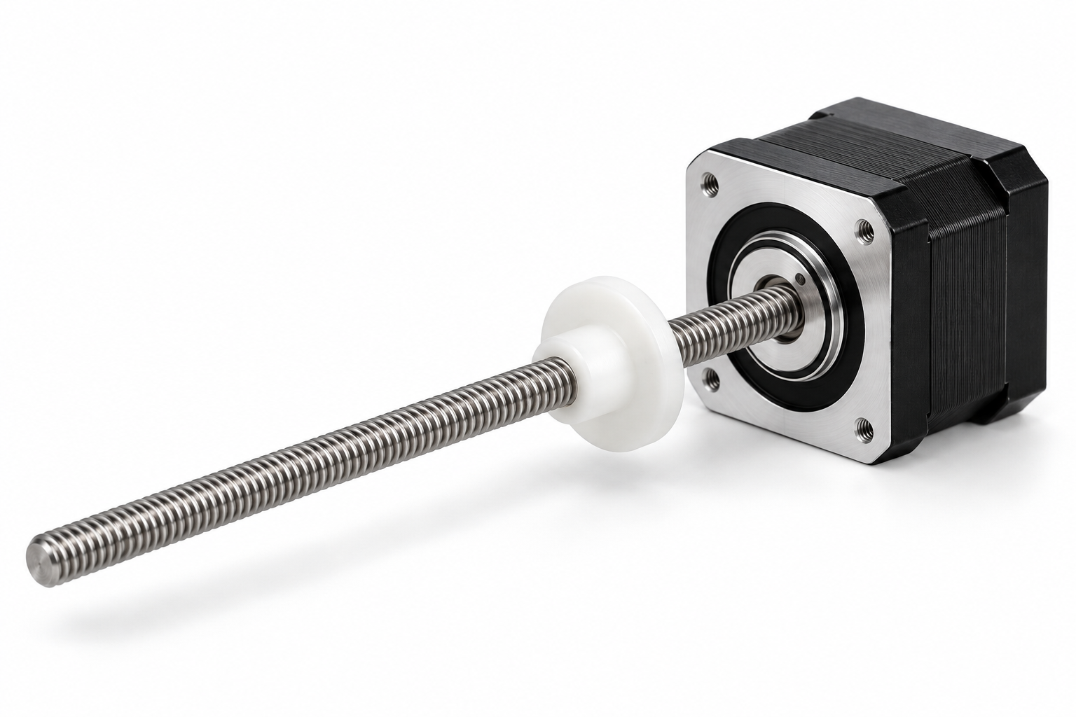 Structure illustration of an external lead screw motor; final geometry requires engineering confirmation